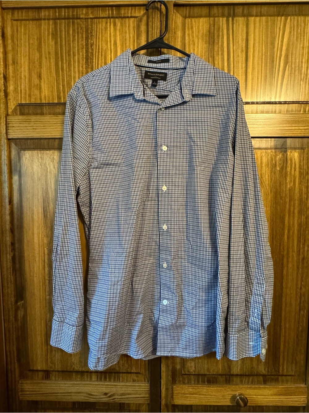 Banana Republic Slim Fit Gingham Button Down in Blue & White Size Large Like New